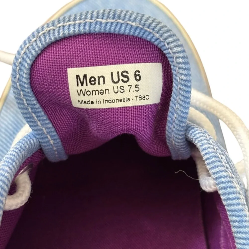 Vans Blue Denim Sneakers Women's Sz‎ 7.5 Washed Twill Skater Grunge